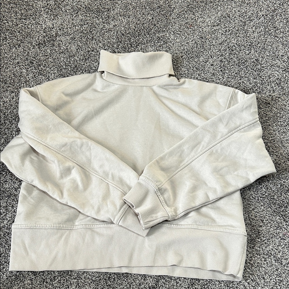 Zara Cream Ribbed Turtleneck Sweatshirt